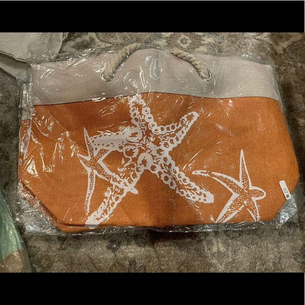 Orange Starfish Beach Bag/Tote NWT